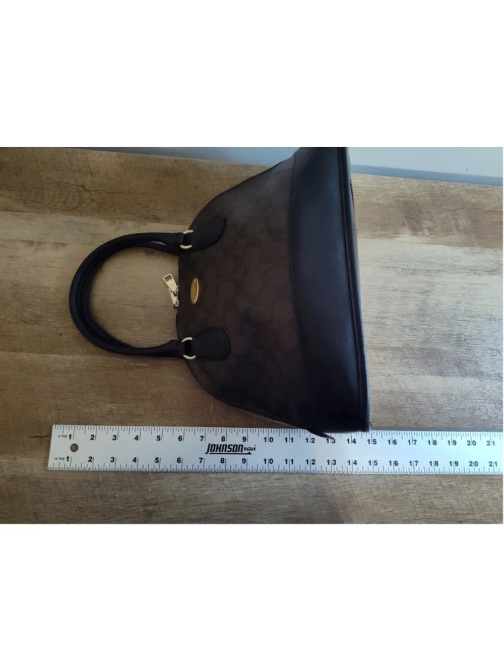 Women's Coach Signature Satchel Bag Brown and Black